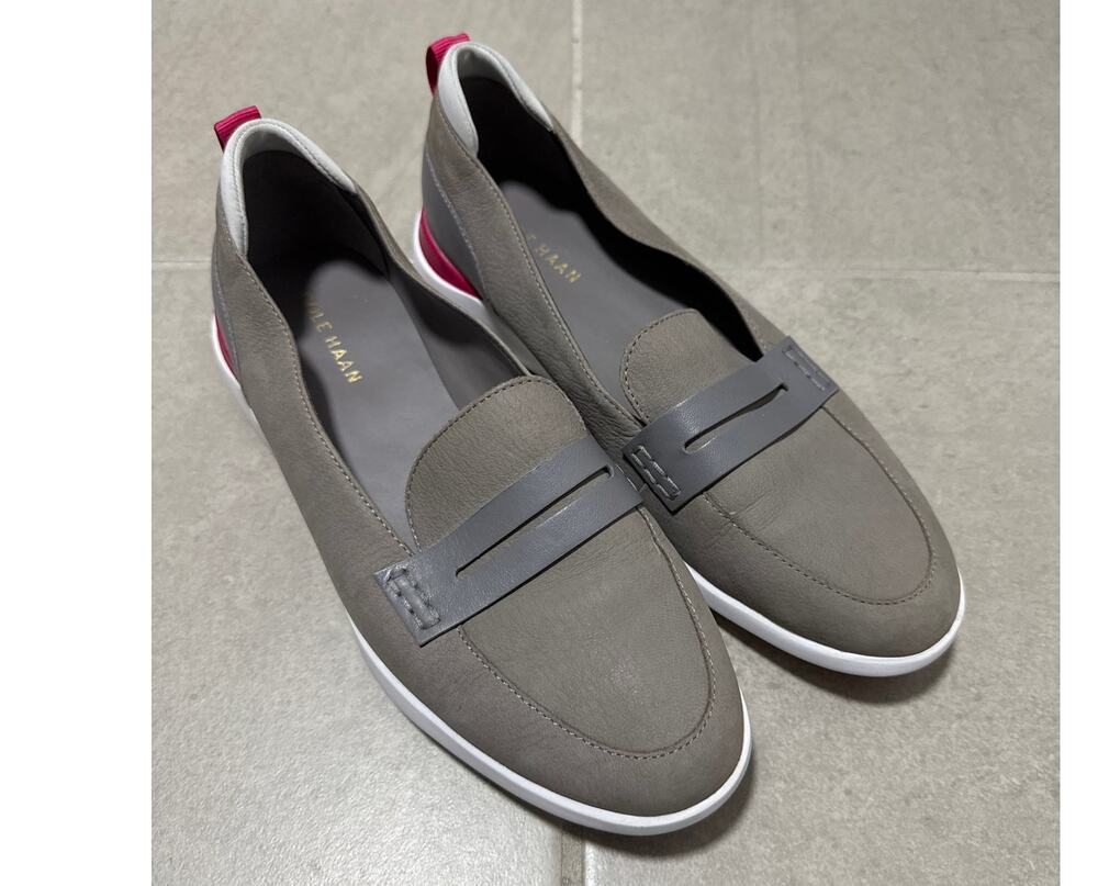 COLE HAAN Women's Gray Lady Essex Almond Toe Slip On Loafers Sz 9.5